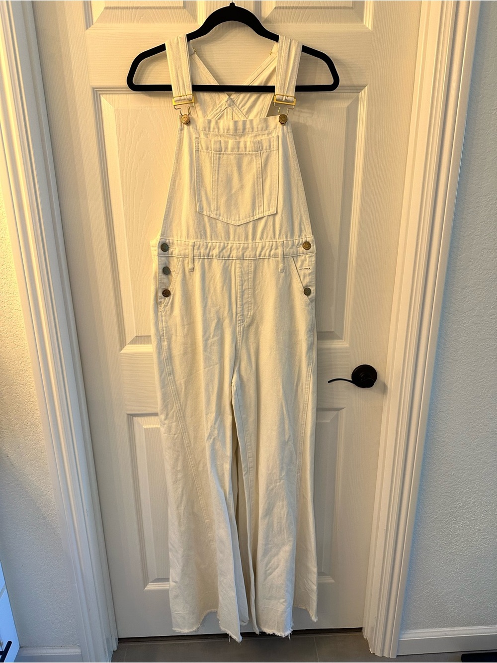 Show Me Your MuMu White Wide-Leg Denim Overalls
